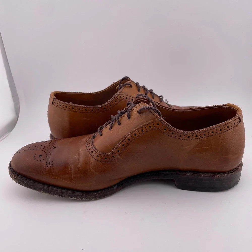 Allen Edmonds Cornwallis Walnut Brown Leather Wingtip Oxford Dress Shoes Size 9D
